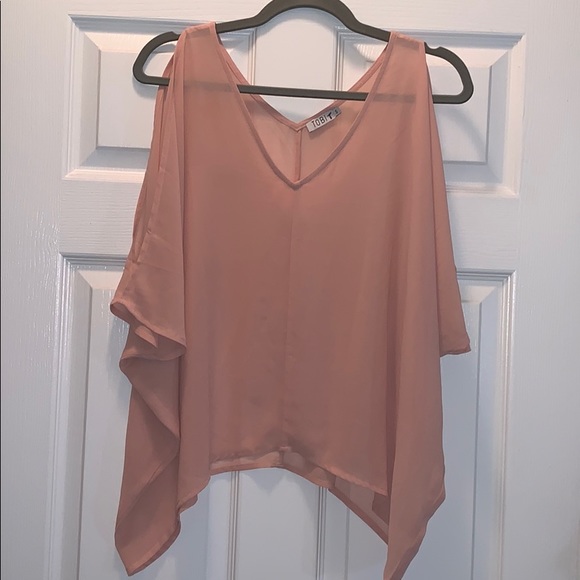 Tobi Tops - Tobi Blouse Cold Shoulder Pink Blouse Top Small